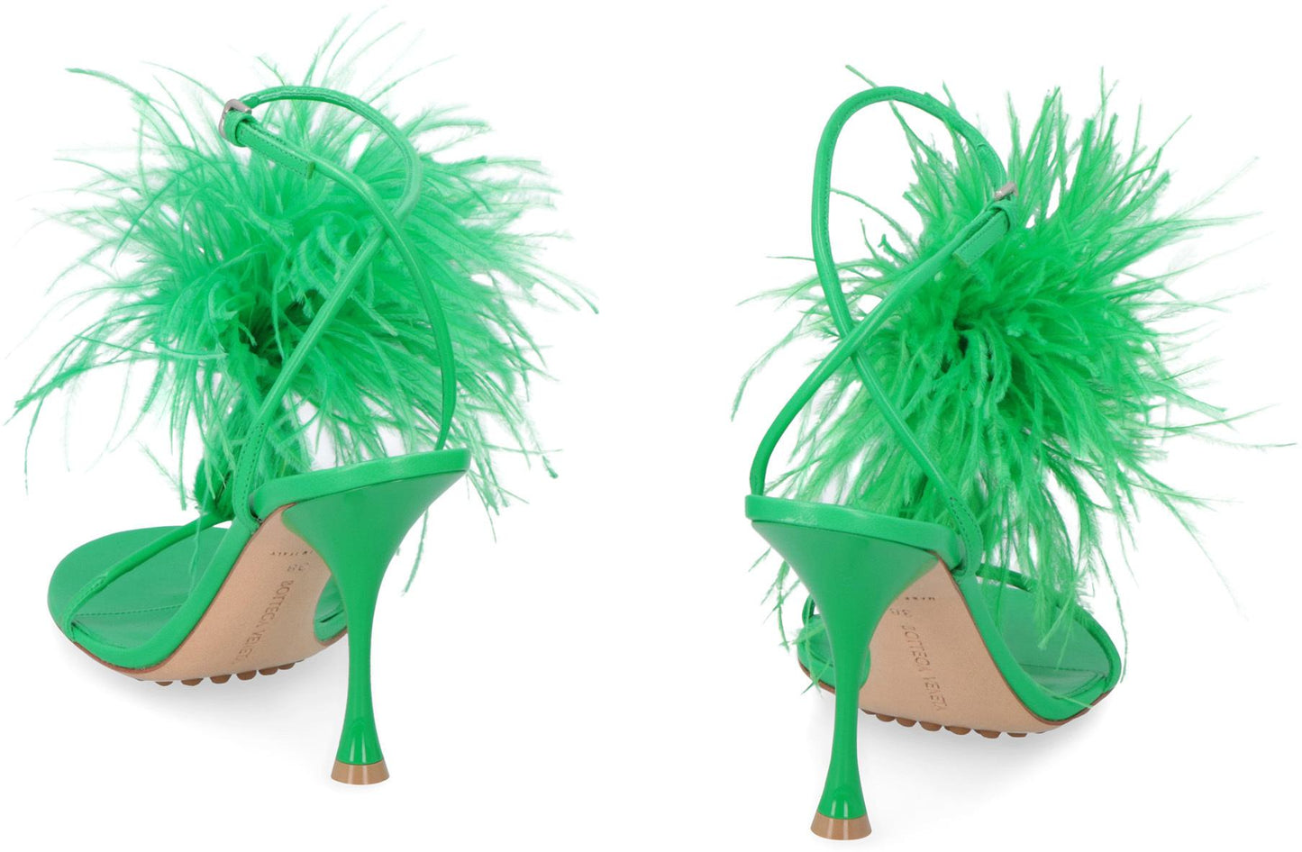 Bottega Veneta Dot Leather Sandals With Feathers
