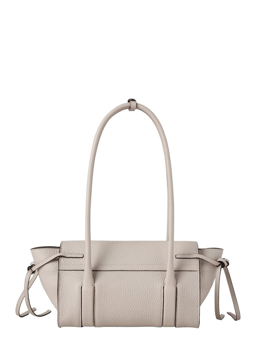 'Mini Bayswater' Beige Shoulder Bag With Laminated Logo In Leather Woman