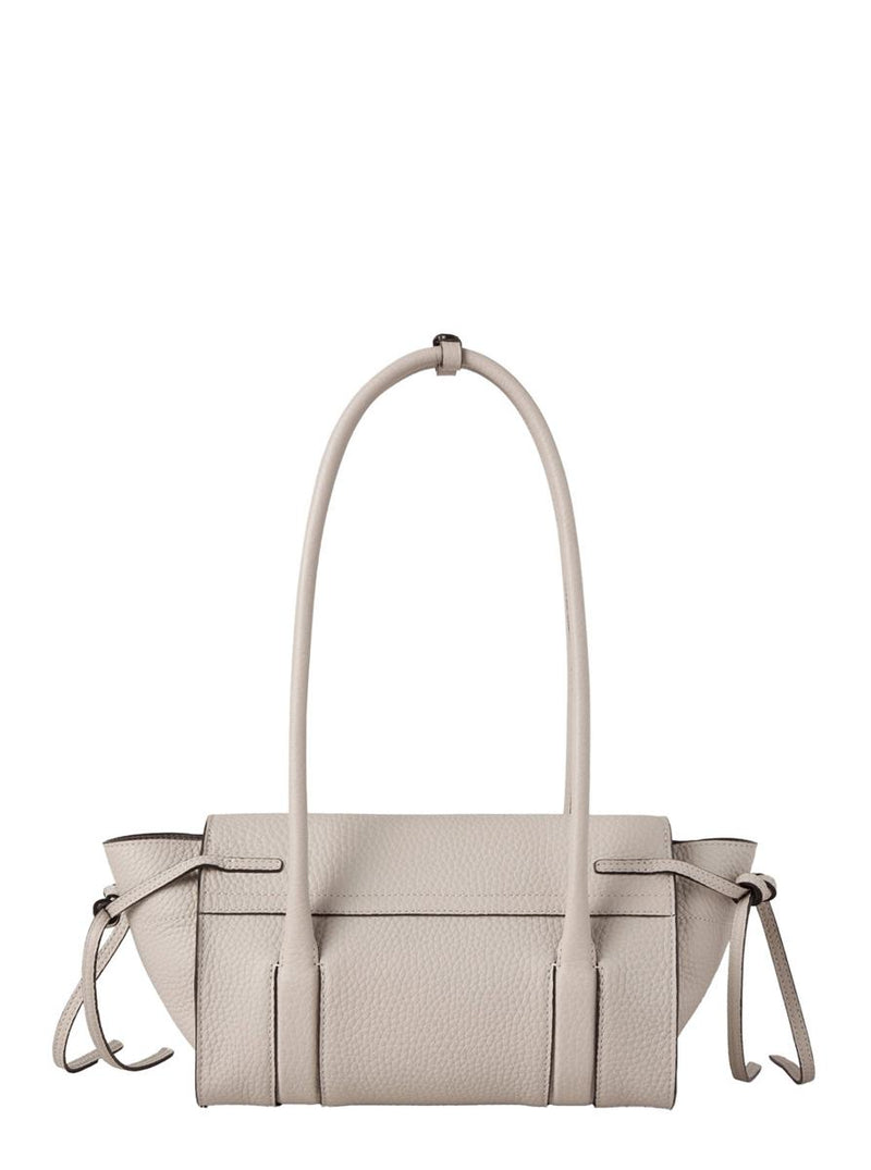 'Mini Bayswater' Beige Shoulder Bag With Laminated Logo In Leather Woman