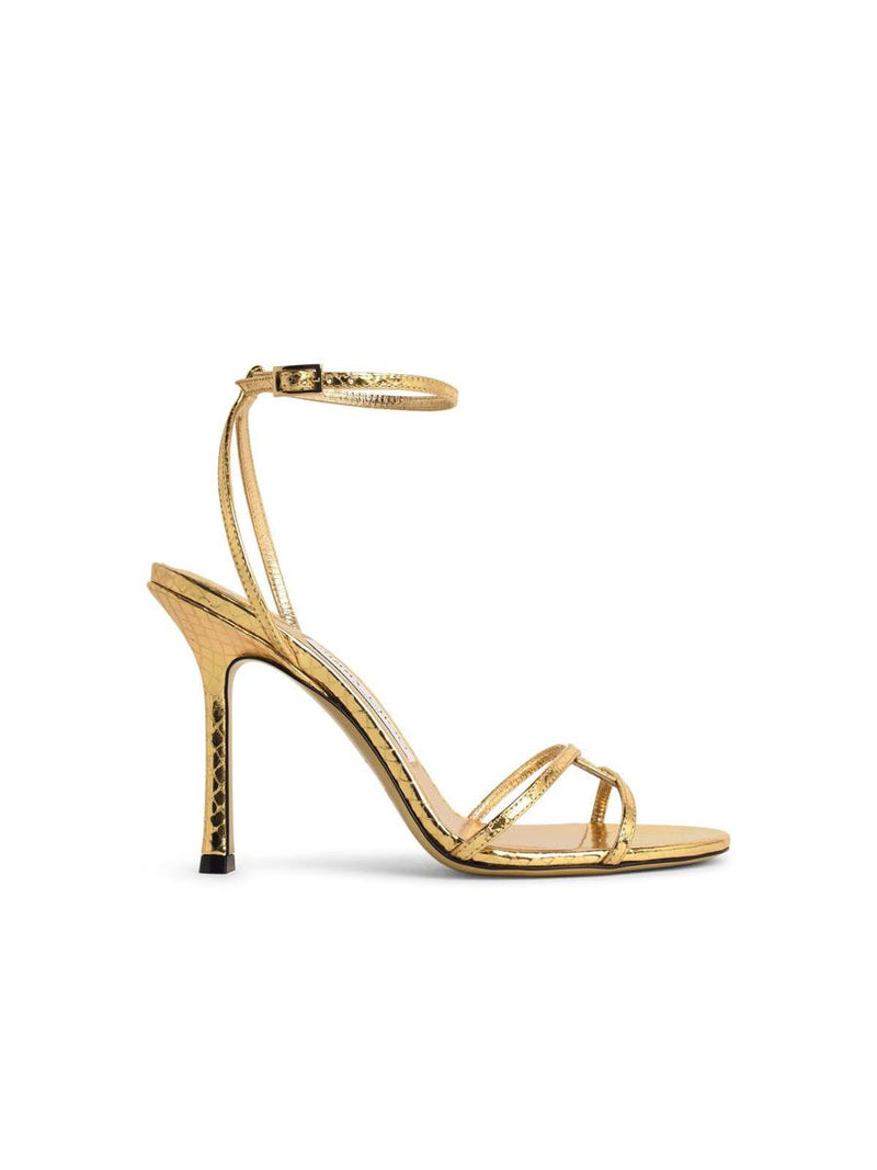 Jimmy Choo '1998 Leo 100' Gold Leather Sandals