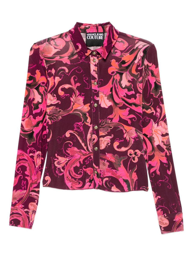 Versace Jeans Couture Burgundy Baroque Print Shirt