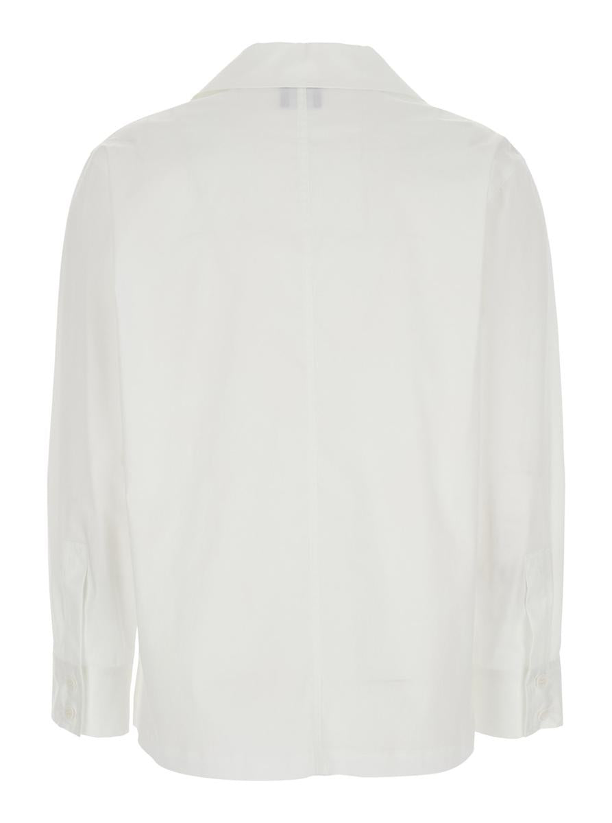 White Shirt With Polo Shirt Style Collar In Cotton Blend Woman