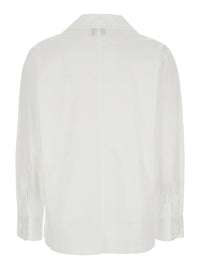 White Shirt With Polo Shirt Style Collar In Cotton Blend Woman