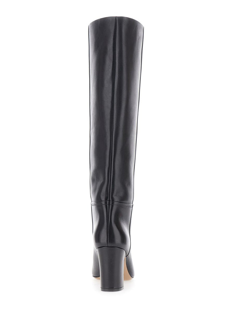 'Lavinia' Black Boots With High Block Heel And Rear Zip Closure In Leather Woman