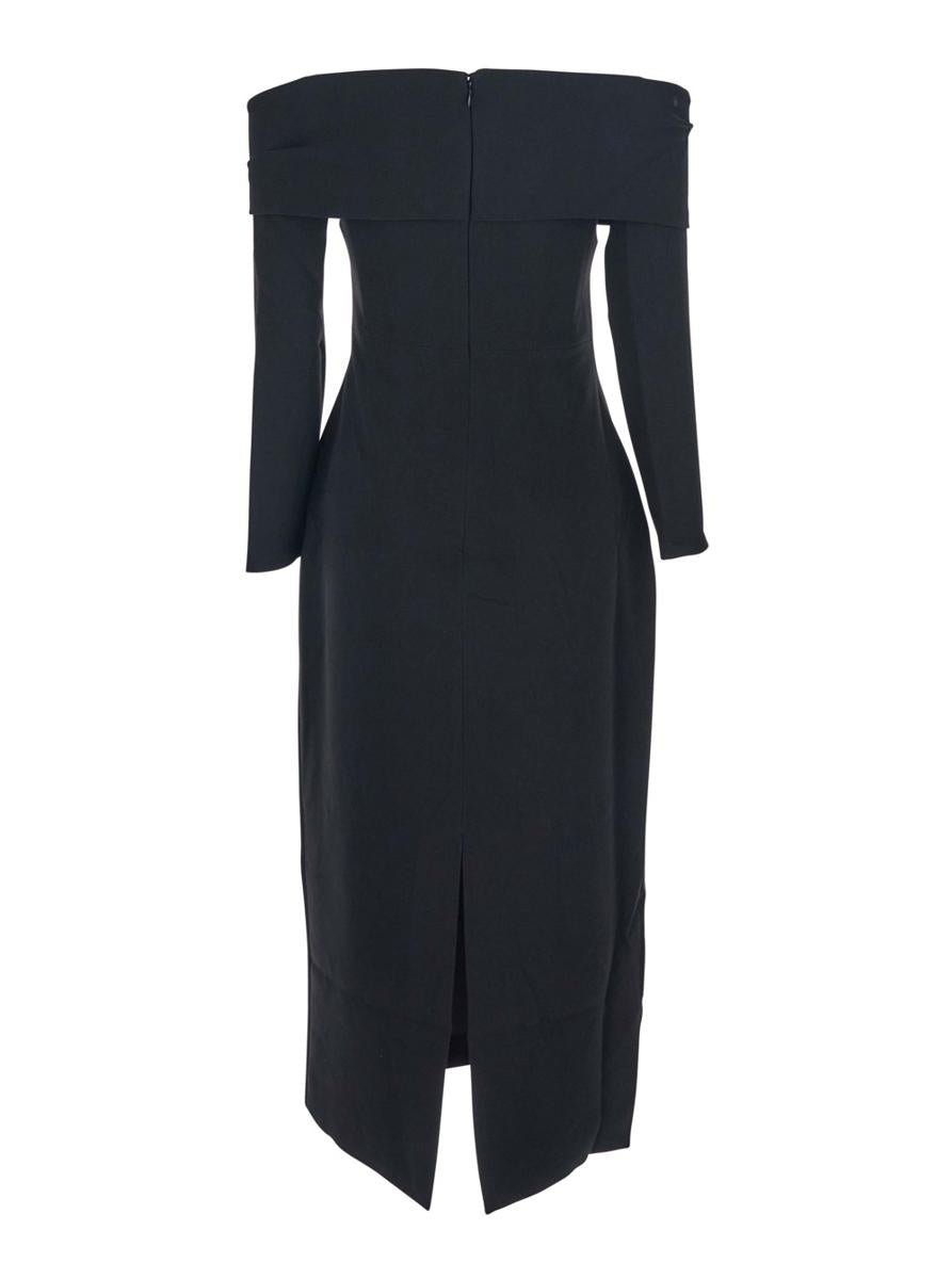 'Yuni' Black Dress With Square Neckline And Back Closure In Fabric Woman