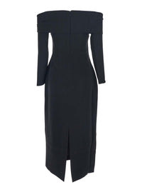 'Yuni' Black Dress With Square Neckline And Back Closure In Fabric Woman