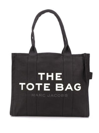 'The Large Tote' Black Tote Bag With Contrasting Logo Print In Cotton Black Woman