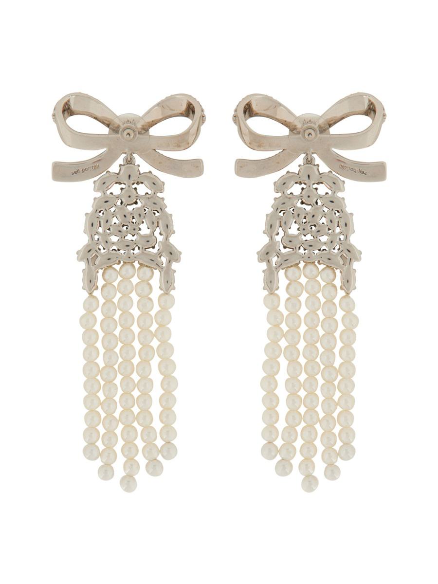 Self-Portrait Drop Earrings With Bow