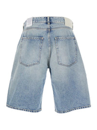 Light Blue Five-Pocket Bermuda Shorts With Logo Patch On The Back In Denim Man