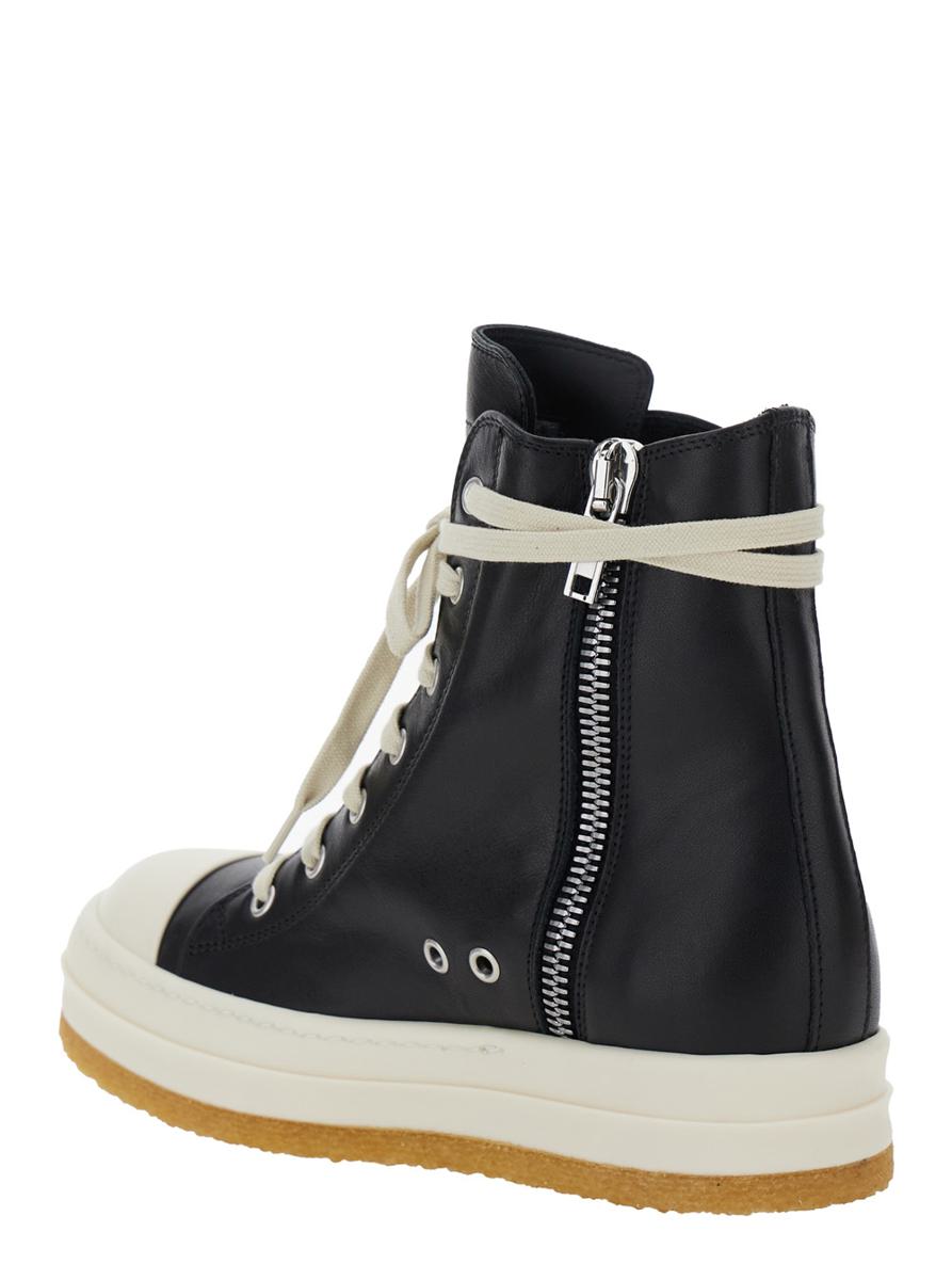 'Creep' Black Sneakers With Oversized Platform And Round Toe In Leather Woman