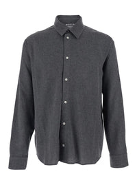 'Adriel' Grey Shirt With Classic Collar In Wool Blend Man
