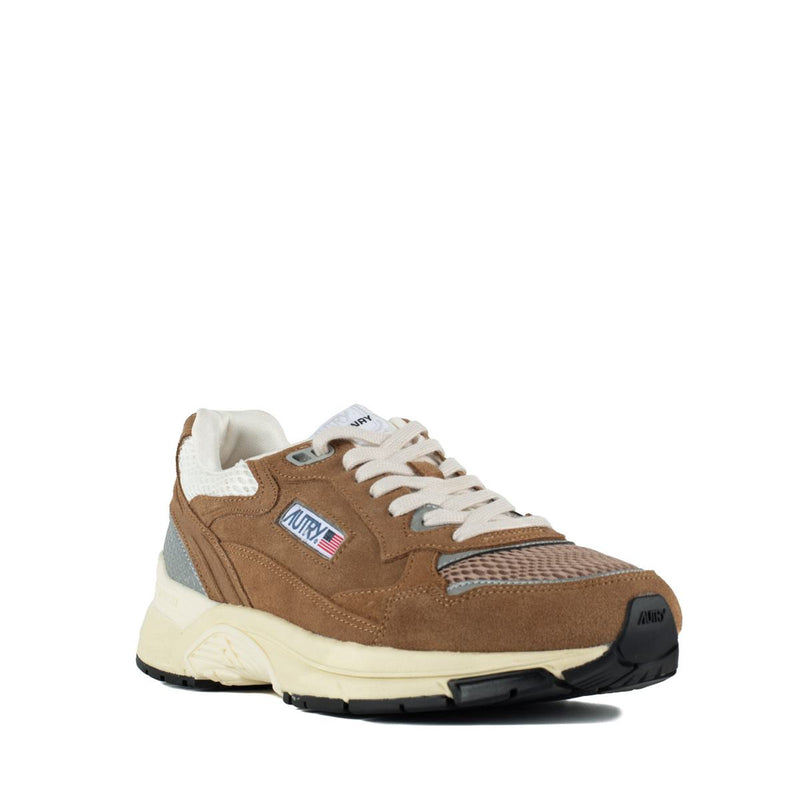 Autry Hyperway Sneakers In Mesh And Suede Cigar And Silver