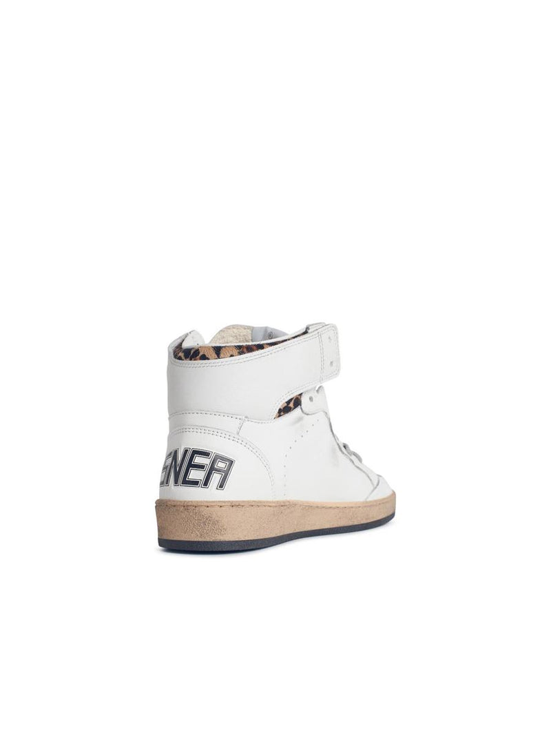Golden Goose ' Sky-Star' White Leather Sneakers With Ankle Signature And Leo Pony Hair Inserts