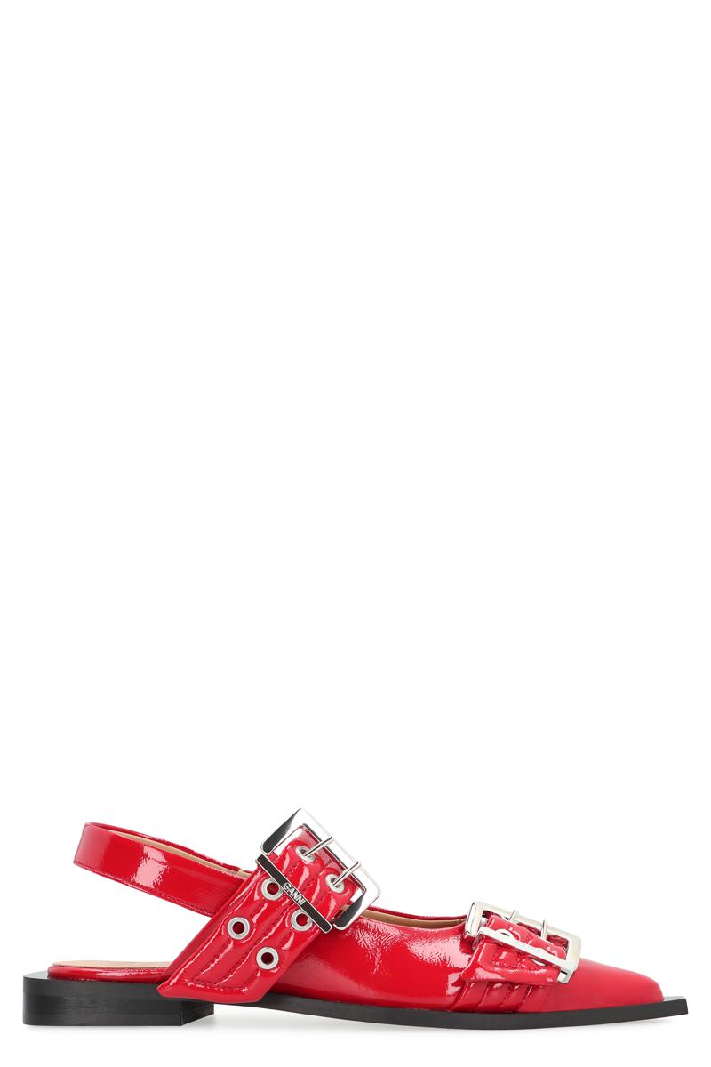Ganni Feminine Buckle  Faux Leather Slingback Pumps