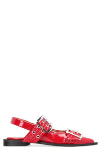 Ganni Feminine Buckle  Faux Leather Slingback Pumps
