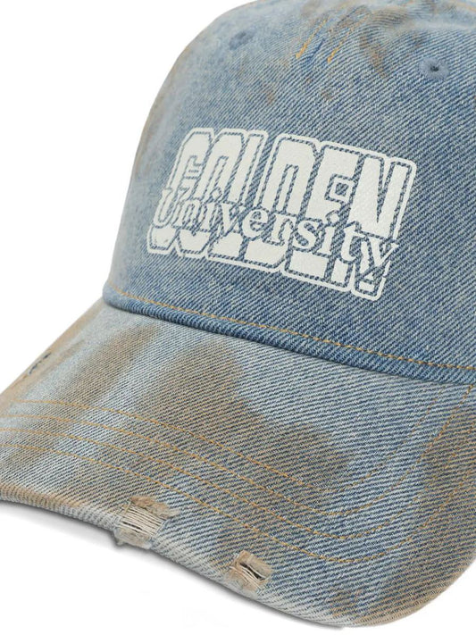 Golden Goose Journey Baseball Cap Cotton Denim Officina Wash/ Golden Print