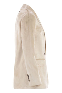 Peserico Velvet Blazer With Thousand Stripes