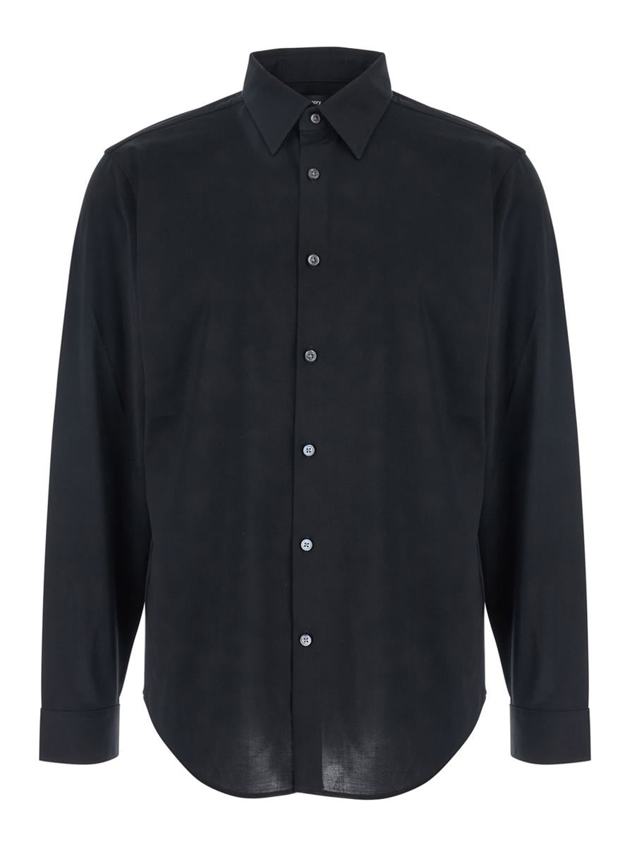 'Sylvain' Black Shirt With Pointed Collar In Cotton Blend Man