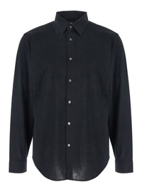 'Sylvain' Black Shirt With Pointed Collar In Cotton Blend Man