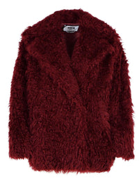 Msgm Burgundy Acrylic Blend Coat