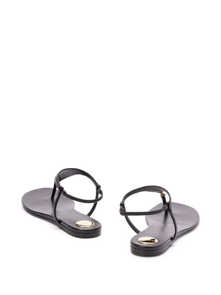 Saint Laurent Cassandre Leather Thong Sandals