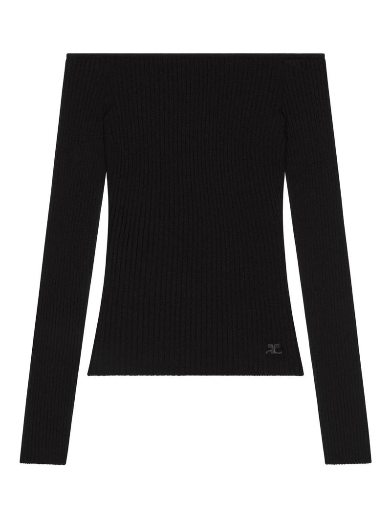 Courrèges Off Shoulder Rib Knit Top Clothing