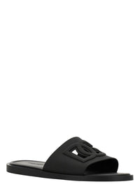 Black Sandals With Logo Detail In Rubber Man