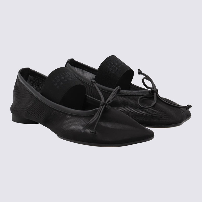 MM6 Maison Margiela Black Leather Flats