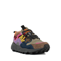 Flower Mountain Yamano 3 Dark Green Anthracite Suede And Nylon Sneakers And Purple