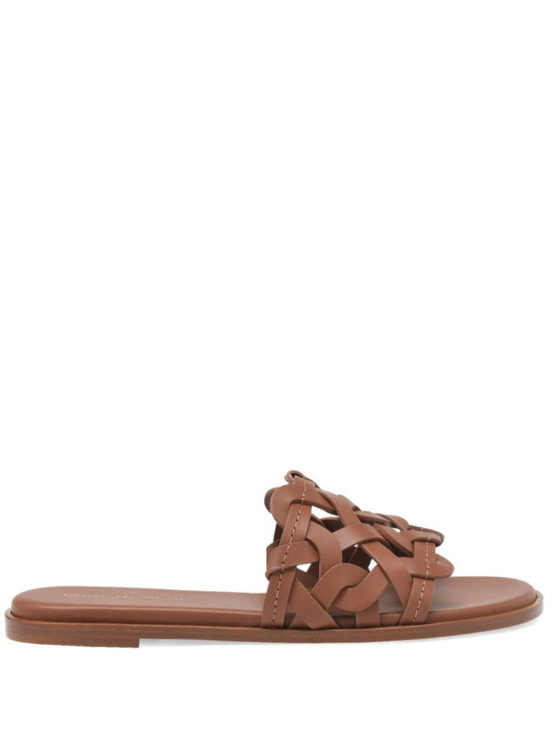 Gianvito Rossi Amalfi Leather Flat Sandals