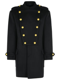Balmain Black Wool And Cashmere Coat