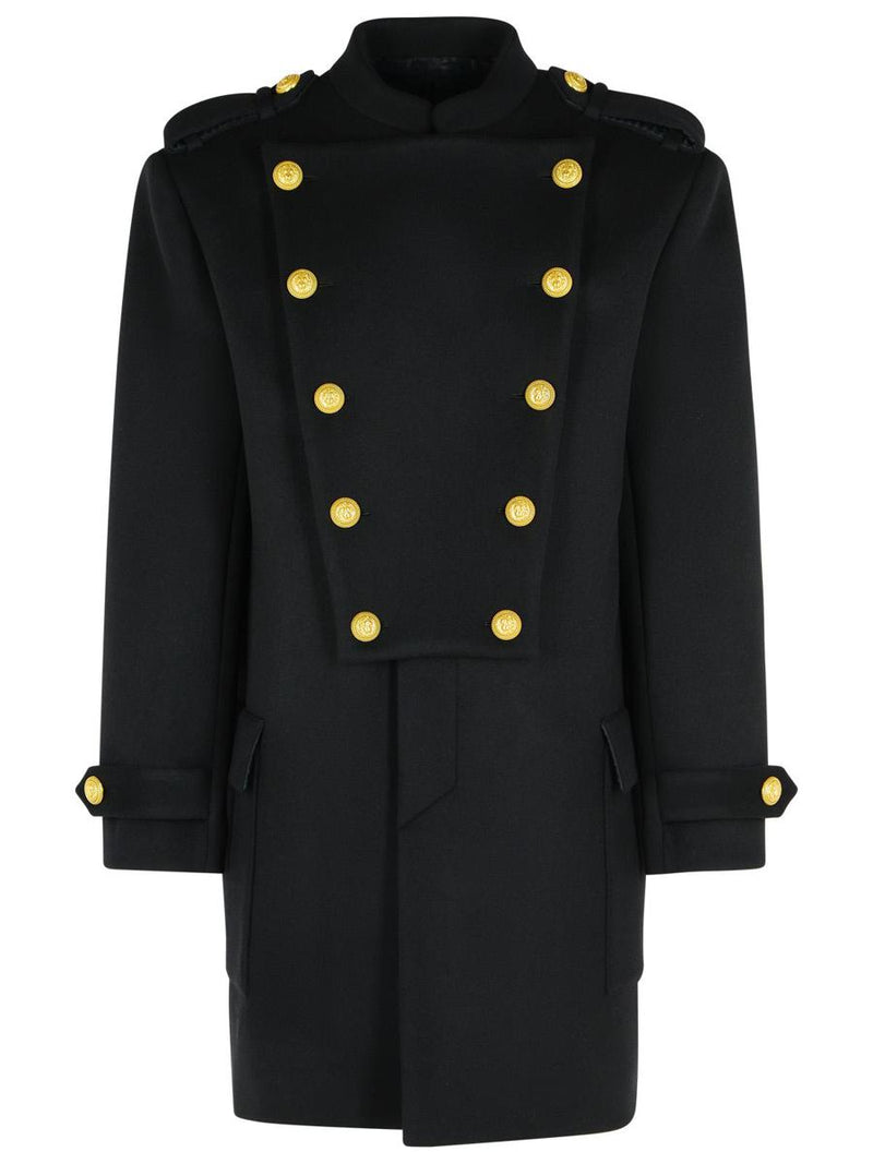 Balmain Black Wool And Cashmere Coat