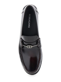 'Harry' Dark Burgundy Loafers With Almond Toe And Logo Plaque Detail In Leather Man
