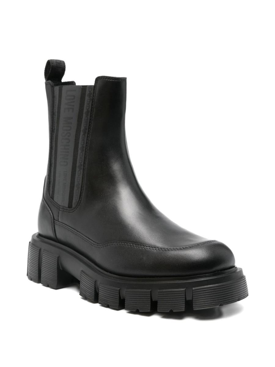 Love Moschino Black Calfskin Ankle Boots
