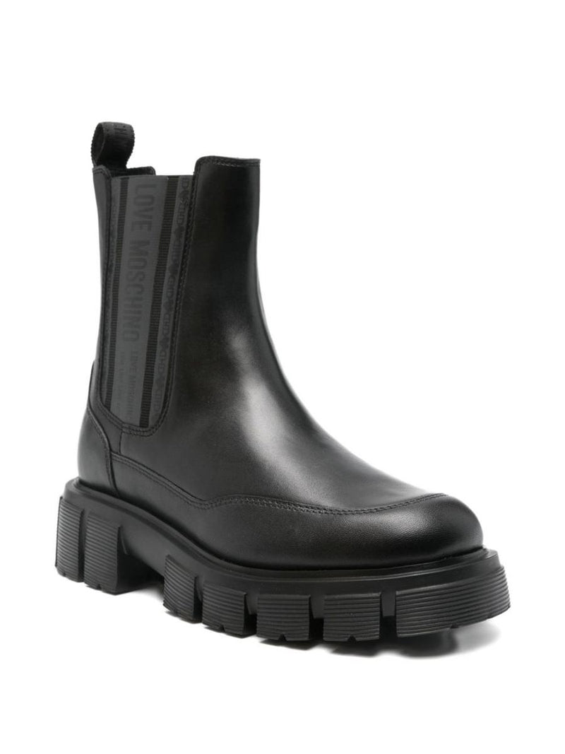 Love Moschino Black Calfskin Ankle Boots
