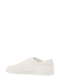 'Portofino' White Monocrom Low Top Sneakers With Logo Plaque In Leather Man