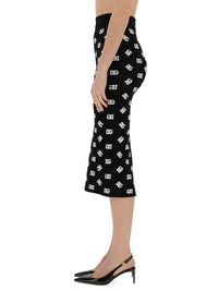 Dolce & Gabbana Viscose Logo Jacquard Pencil Skirt