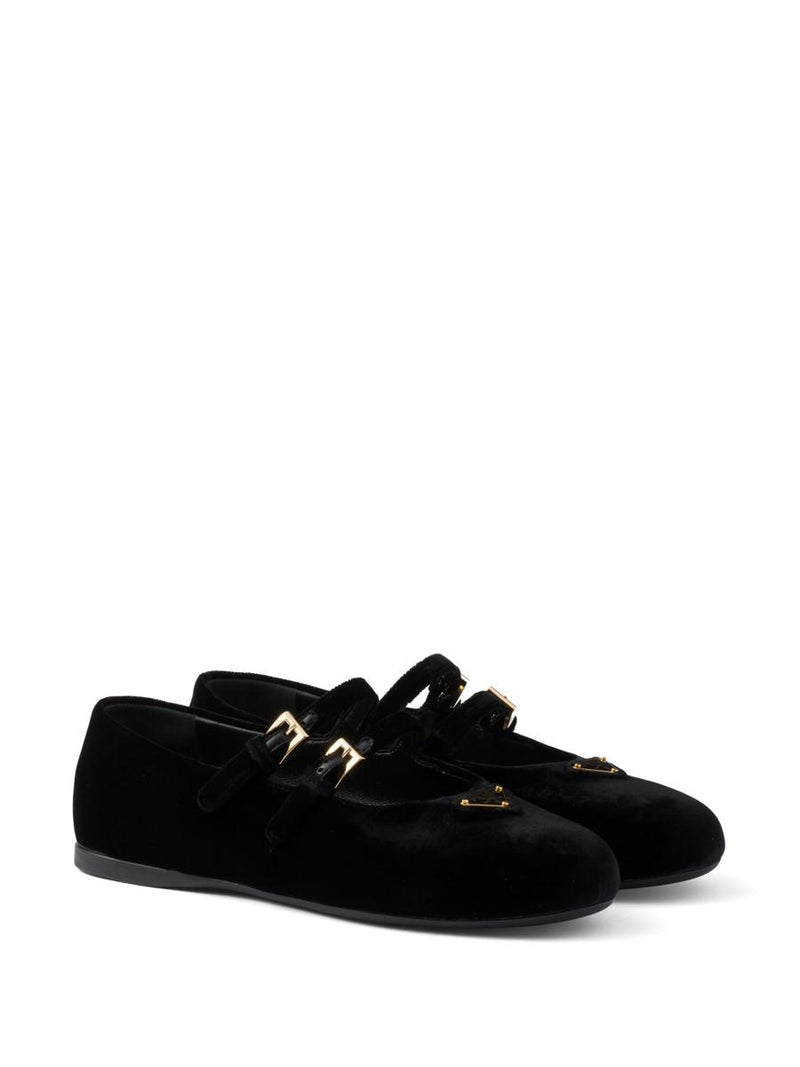 Prada Velvet-Finish Ballerina Shoes