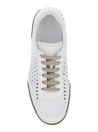 'Portofino'White Sneakers With Mesh Inserts And Embossed Logo On The Side In Leather Man