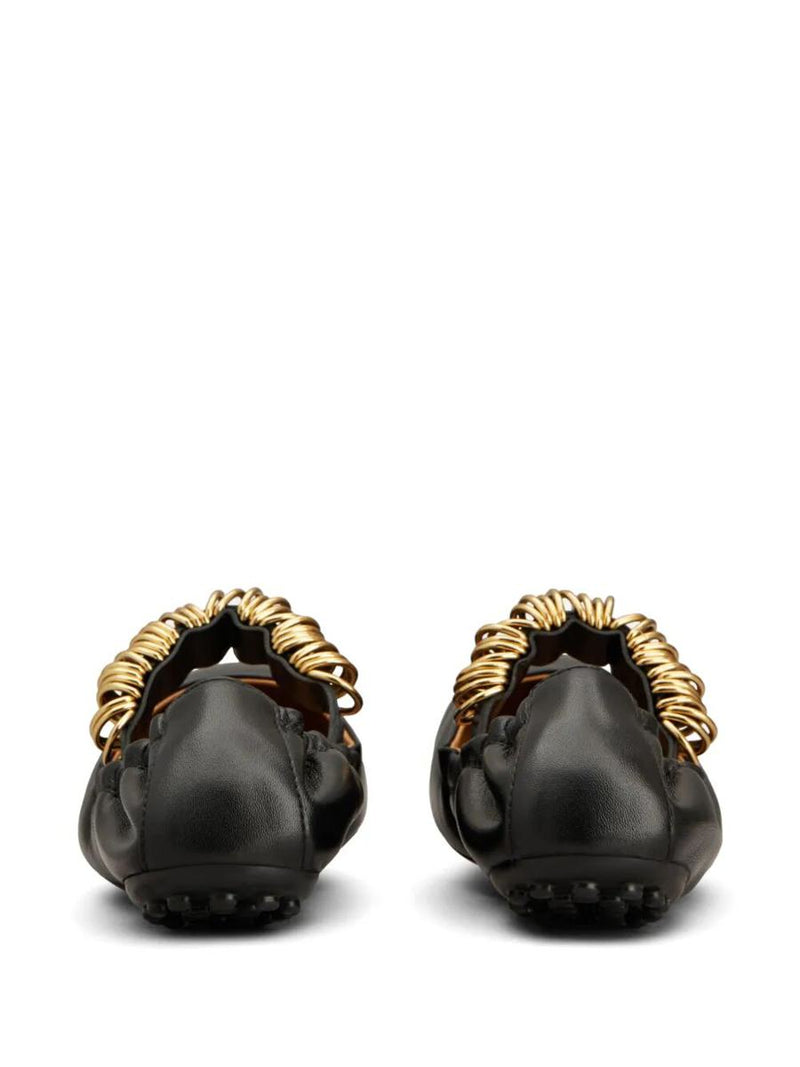 Tod'S Metallic Rings Strap Nappa Leather Ballerinas Shoes