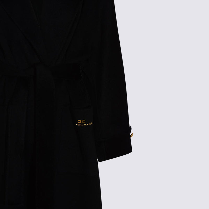 Elisabetta Franchi Black Wool Coat