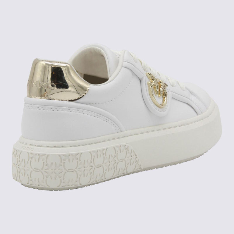 Pinko White And Gold Sneakers