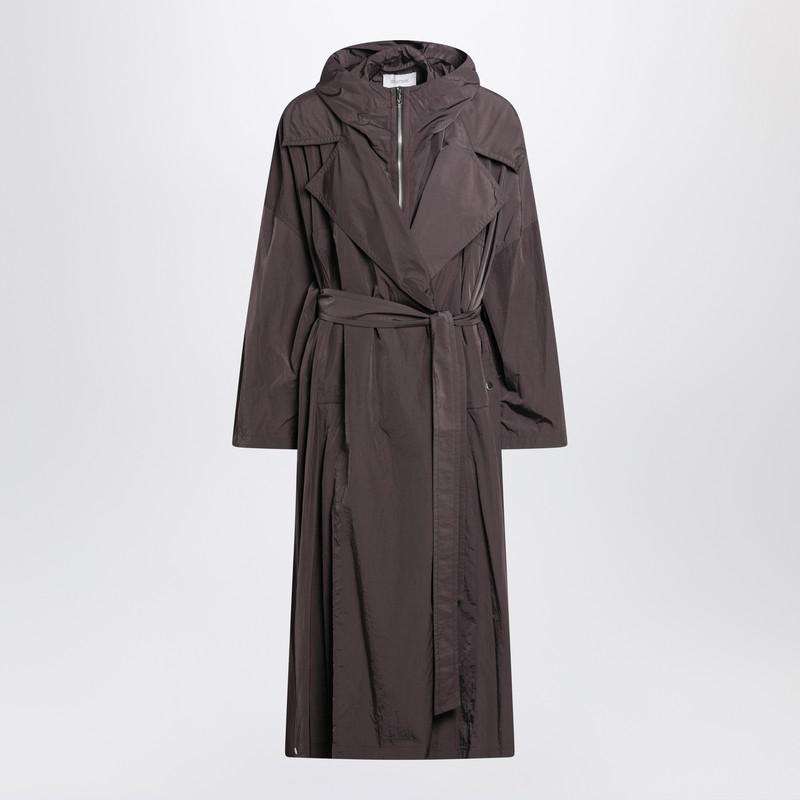 Sportmax Coffee-Colored Oversized Taffeta Trench Coat