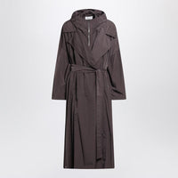 Sportmax Coffee-Colored Oversized Taffeta Trench Coat