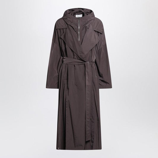Sportmax Coffee-Colored Oversized Taffeta Trench Coat