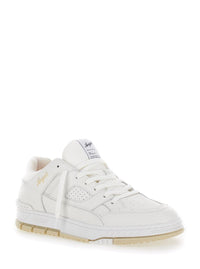 'Area' White Low Top Sneakers With Laminated Logo In Leather Man