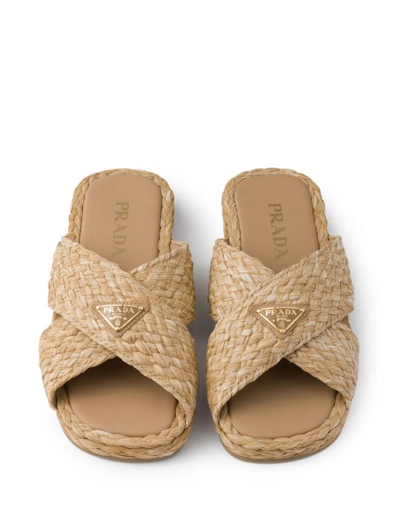 Prada Raffia Slides