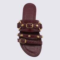 Balenciaga Bordeaux Leather City Flats