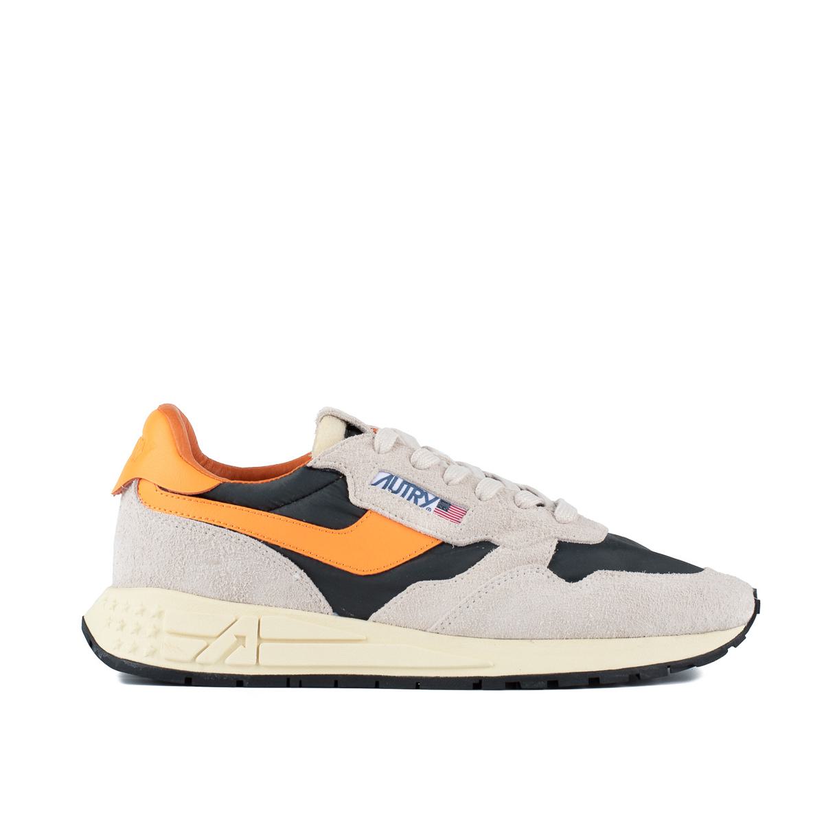 Autry White And Orange Suede And Nylon Reelwind Low Sneakers