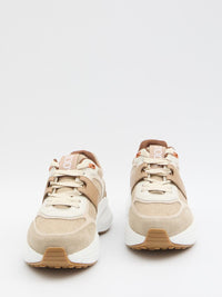 Sneakers In Fabric And Suede Leather